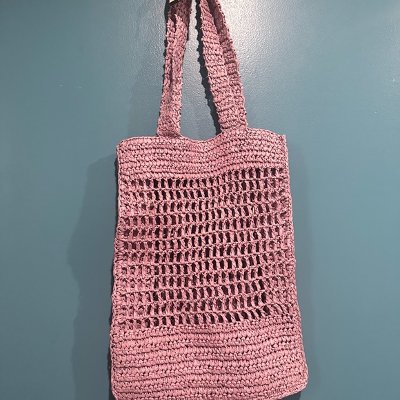 a.n.a Handbags - a.n.a Pink Open Weave Tote Bag